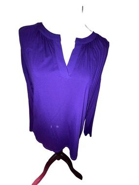 Cable & Gauge Purple Women's Split-Neck 3/4 Sleeve Top